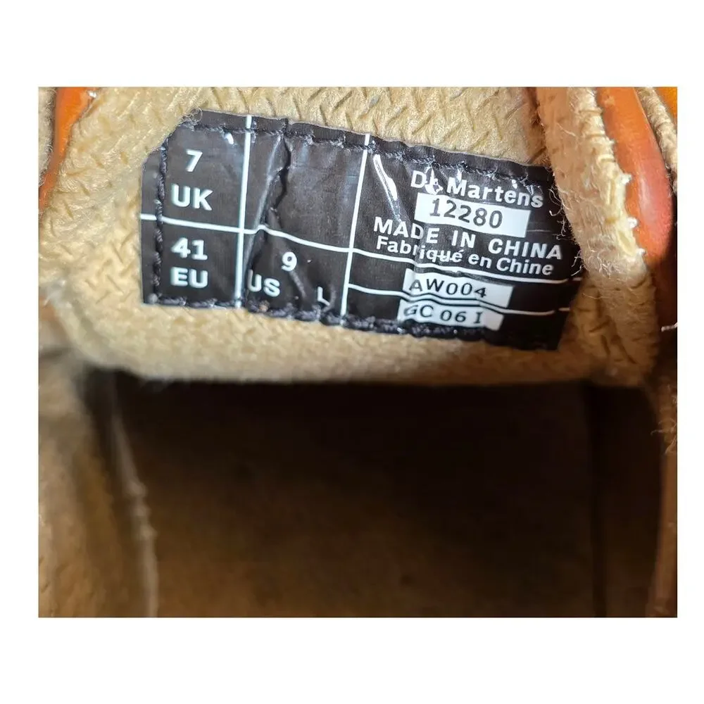 Vintage Dr Martens 12280 Daisy Splat Light Brown Chunky Platform Oxfords US9 Y2K
